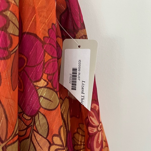 NEW BoutiqueTabitha Rust Floral Flare Sleeve Mini Dress Size Large - Picture 11 of 14